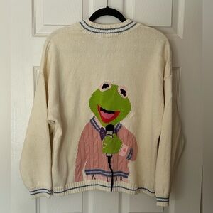 Zara Cream Cardigan with Kermit Design
